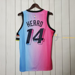 Camiseta NBA Tyler Herro Miami Heat Azul Rosa Gradient Color City Versión 2020-2021