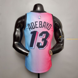 Camiseta NBA Bam Adebayo Miami Heat Azul Rosa Gradient Color City Versión 2020-2021