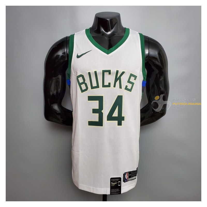 Camiseta NBA Antetokounmpo Milwaukee Bucks Blanca 2020-2021