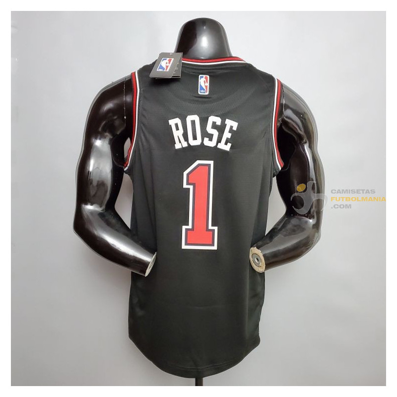Día del Niño maníaco Moretón Camiseta NBA Derrick Rose de los Chicago Bulls Negra 2020-2021