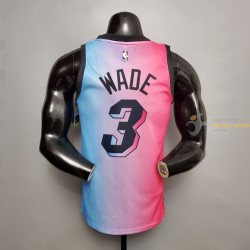 Camiseta NBA DWYANE WADE Miami Heat Azul Rosa Gradient Color City Versión 2020-2021