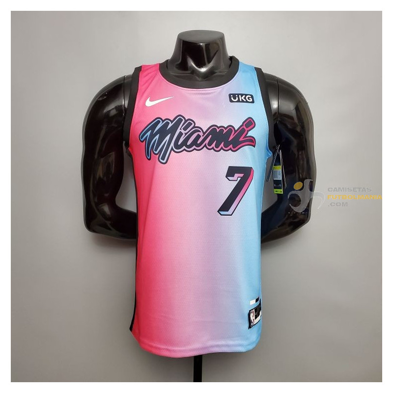 Camiseta NBA Goran Dragic Miami Heat Azul Rosa Gradient Color City Versión 2020-2021