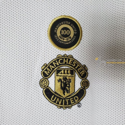Camiseta Manchester United Retro Clásica Centenario Blanca Dorada Reversible