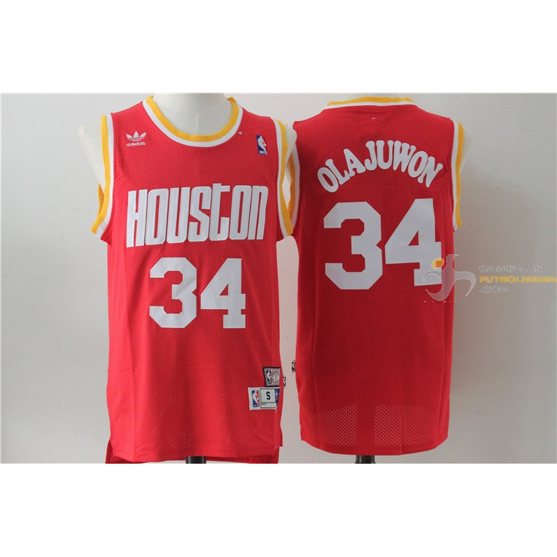 Camiseta NBA Hakeem Olajuwon 34 Houston Rockets Retro Clásica Roja