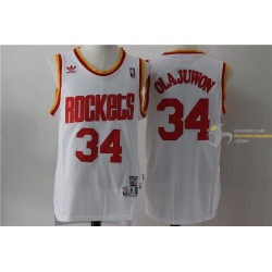 Camiseta NBA Hakeem Olajuwon 34 Houston Rockets Retro Clásica Blanca