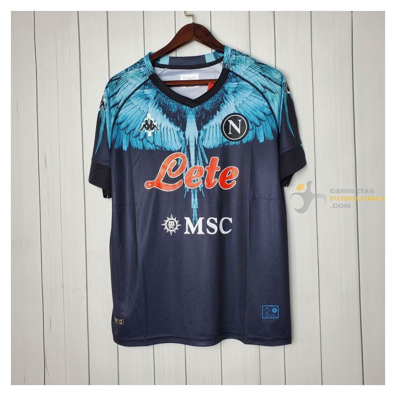 Camiseta Nápoles Marcelo Burlon Negra Azul Kappa 2021-2022