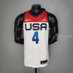 Camiseta NBA Bradley Beal 4 USA Blanca Silk Version 2021
