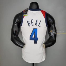 Camiseta NBA Bradley Beal 4 USA Blanca Silk Version 2021