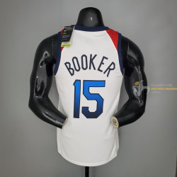 Camiseta NBA Devin Booker 15 USA Blanca Silk Version 2021