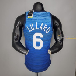 Camiseta NBA Damian Lillard 6 USA Azul Silk Version 2021