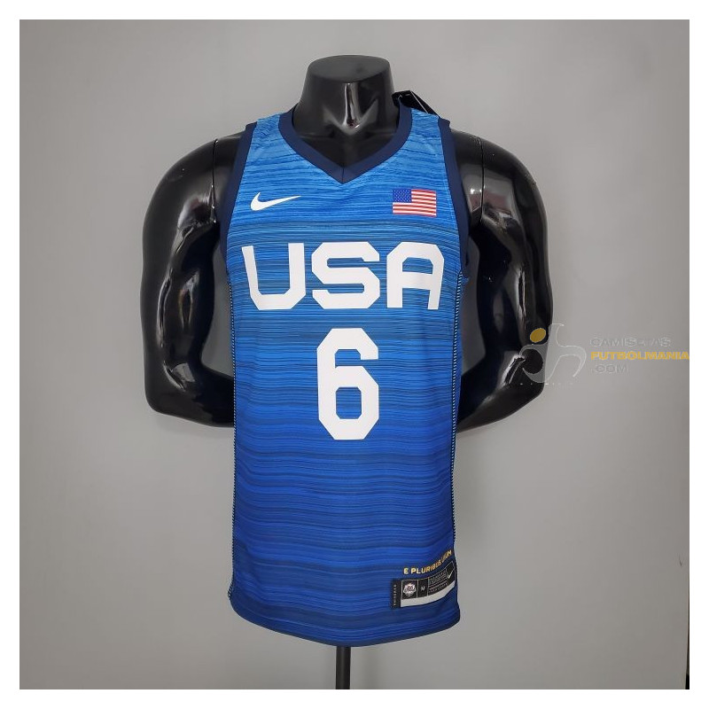 Camiseta NBA Damian Lillard 6 USA Azul Silk Version 2021