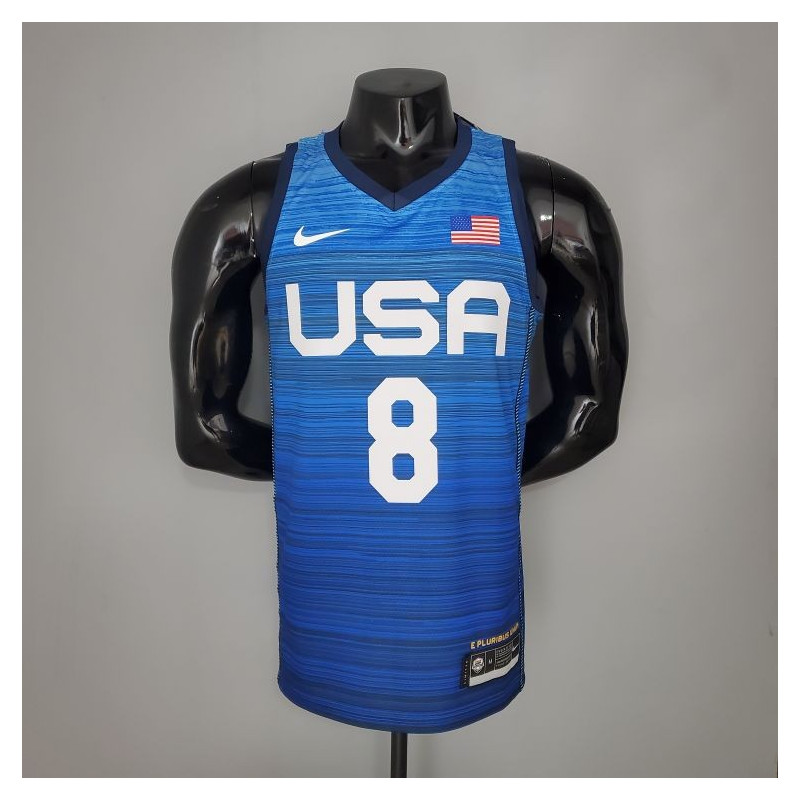 Camiseta NBA Khris Middleton 8 USA Azul Silk Version 2021