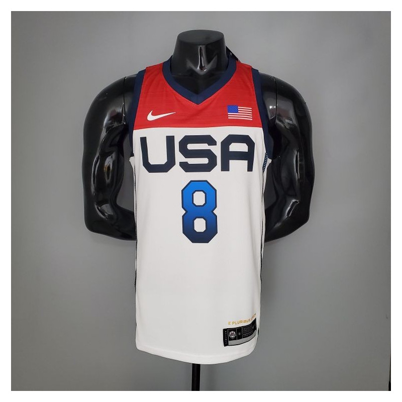 Camiseta NBA Khris Middleton 8 USA Blanca Silk Version 2021