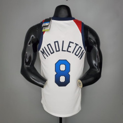 Camiseta NBA Khris Middleton 8 USA Blanca Silk Version 2021