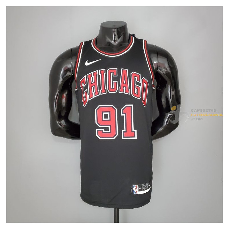 Camiseta Dennis Rodman 91 Chicago Bulls Silk Version Negra 2021