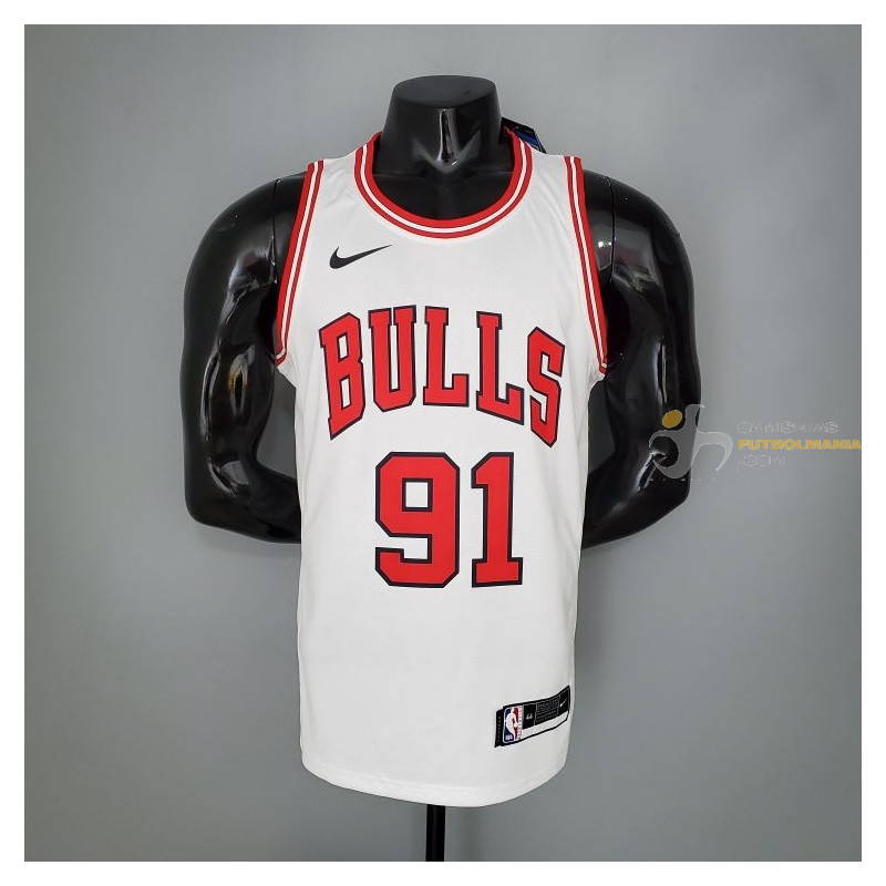 Camiseta NBA Dennis Rodman 91 Chicago Bulls Silk Version Blanca 2021