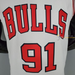 Camiseta NBA Dennis Rodman 91 Chicago Bulls Silk Version Blanca 2021