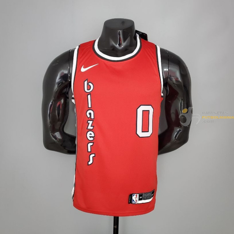 Camiseta NBA Damian Lillard 0 Portland Trail Blazers Silk Version Retro Clasica