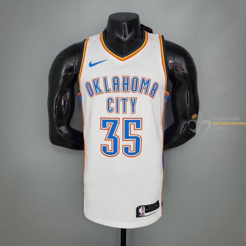 Camiseta NBA Kevin Durant 35 Oklahoma City Thunder Silk Version White 2021-2022