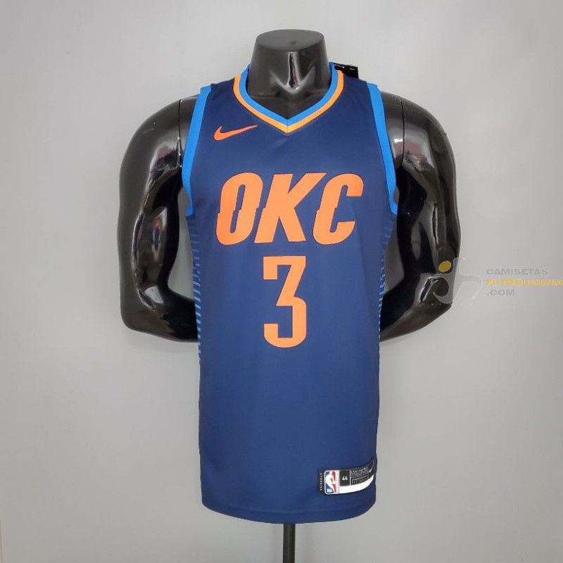 Camiseta NBA Chris Paul 3 Oklahoma City Thunder Silk Version Dark Blue 2021-2022