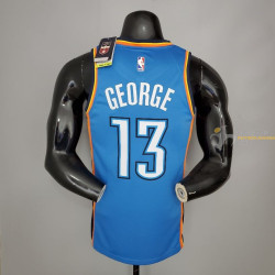 Camiseta NBA Paul George 13 Oklahoma City Thunder Silk Version Blue 2021-2022