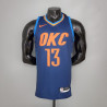 Camiseta NBA Paul George 13 Oklahoma City Thunder Silk Version Dark Blue 2021-2022