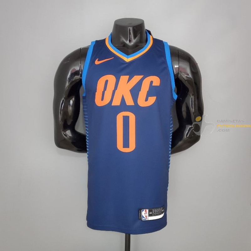 Camiseta NBA Russel Westbrook 0 Oklahoma City Version Blue 2021-2022