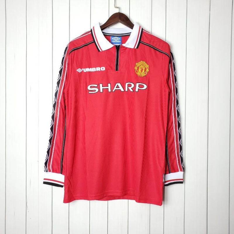 Camiseta Manchester United Retro Clásica Manga Larga 1998-1999