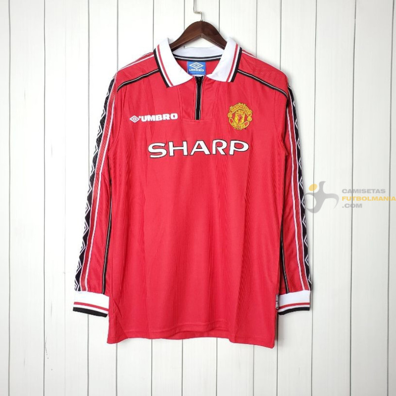 Camiseta Manchester United Retro Clásica Manga Larga 1998
