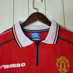 Camiseta Manchester United Retro Clásica Manga Larga 1998-1999