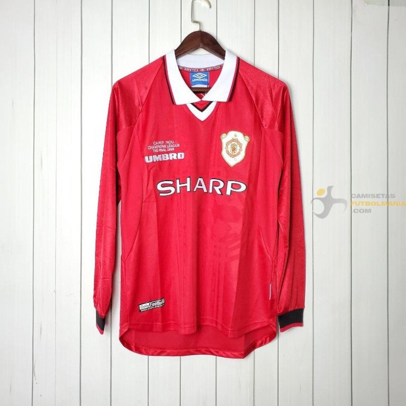 Camiseta Manchester United Retro Clásica Manga Larga Champions League Final 1999