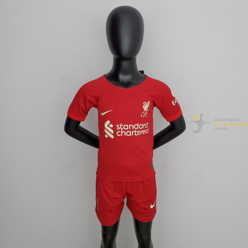 Camiseta y Pantalón Futbol Niños Liverpool Primera Equipación 2022-2023