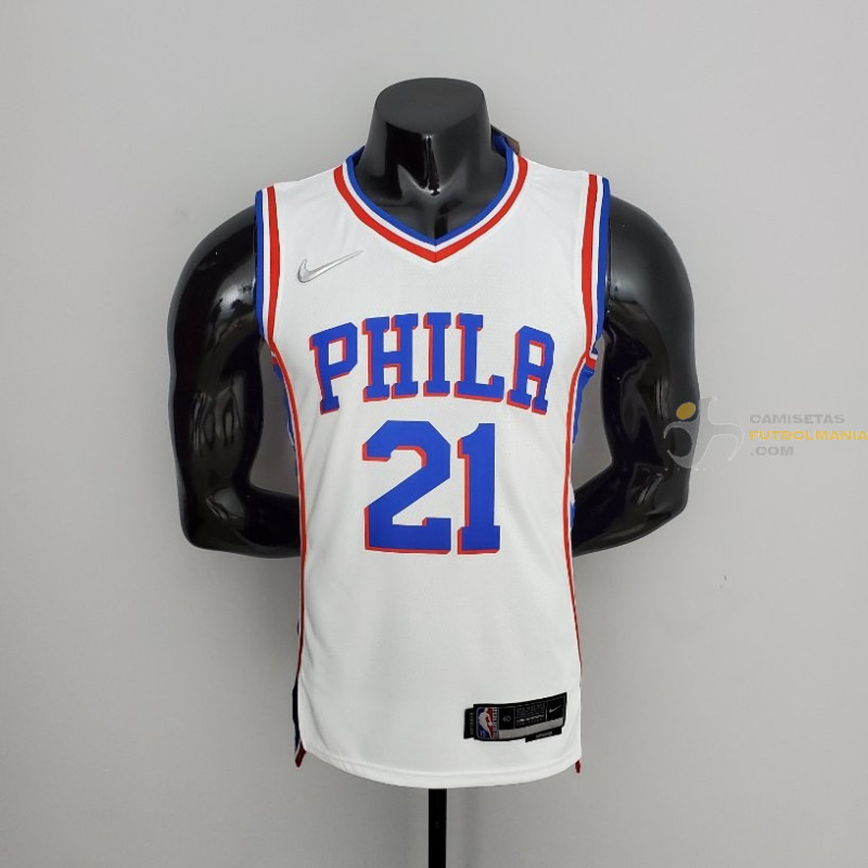 Camiseta NBA Joel Embiid 21 Philadelphia 76ers 75 Anniversary Silk Version 2022