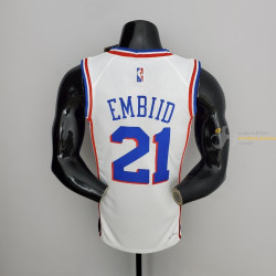 Camiseta NBA Joel Embiid 21 Philadelphia 76ers 75 Anniversary Silk Version 2022