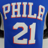 Camiseta NBA Joel Embiid 21 Philadelphia 76ers 75 Anniversary Silk Version Azul 2022