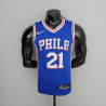 Camiseta NBA Joel Embiid 21 Philadelphia 76ers 75 Anniversary Silk Version Azul 2022