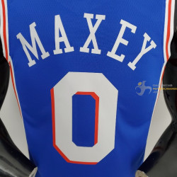 Camiseta NBA Tyrese Maxey 0 Philadelphia 76ers 75 Anniversary Silk Version Azul 2022
