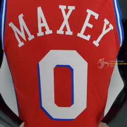 Camiseta NBA Tyrese Maxey 0 Philadelphia 76ers 75 Anniversary Silk Version Roja 2022