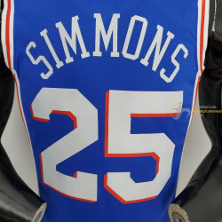 Camiseta NBA Ben Simmons 25 Philadelphia 76ers 75 Anniversary Silk Version Azul 2022
