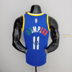 Camiseta NBA Klay Thompson 11 Golden State Warriors 75 Anniversary Mexico Edition Azul 2022