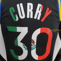 paraguas binario George Eliot Camiseta NBA Stephen Curry 30 Golden State Warriors 75 Anniversary Mexico  Edition Negra 2022