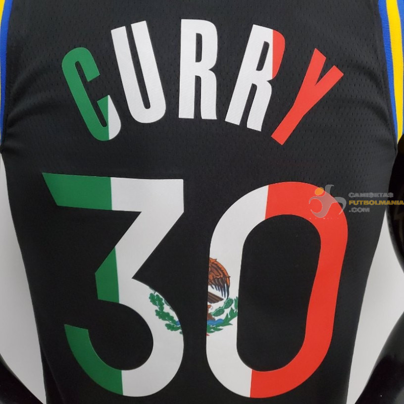 Camiseta NBA Stephen 30 Golden State Warriors 75 Mexico Edition Negra 2022