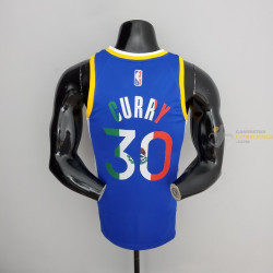 Camiseta NBA Stephen Curry 30 Golden State Warriors 75 Anniversary Mexico Edition Azul 2022