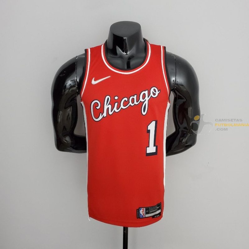 Camiseta NBA Derrick Rose 1 Chicago Bulls 75 Anniversary Roja 2022