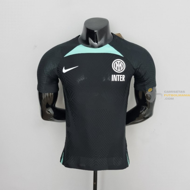 Camiseta Fútbol Inter Milan Negra Entrenamiento Versión Jugador 2022-2023