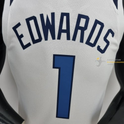 Camiseta NBA Anthony Edwards 1 Minnesota Timberwolves 75th Anniversary Blanca 2022