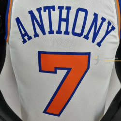 Camiseta NBA Carmelo Anthony 7 New York Knicks 75 Anniversary Blanca 2022