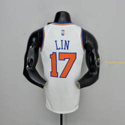 Camiseta NBA Jeremy Lin 17 New York Knicks 75 Anniversary Blanca 2022