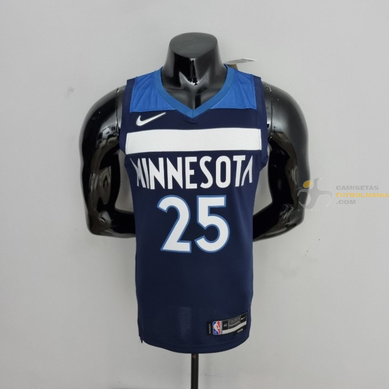 Camiseta NBA Derrick Rose 25 Minnesota Timberwolves 75th Anniversary Azul 2022