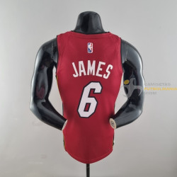 Camiseta NBA Lebron James 6 Miami Heat 75th Anniversary Roja 2022